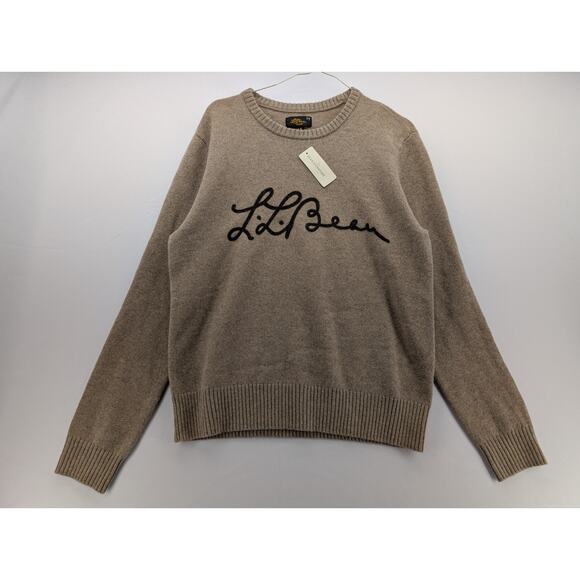 NWT L.L. Bean Women's Signature Camp Merino Wool Pullover Sweater Taupe size L - Picture 3 of 7